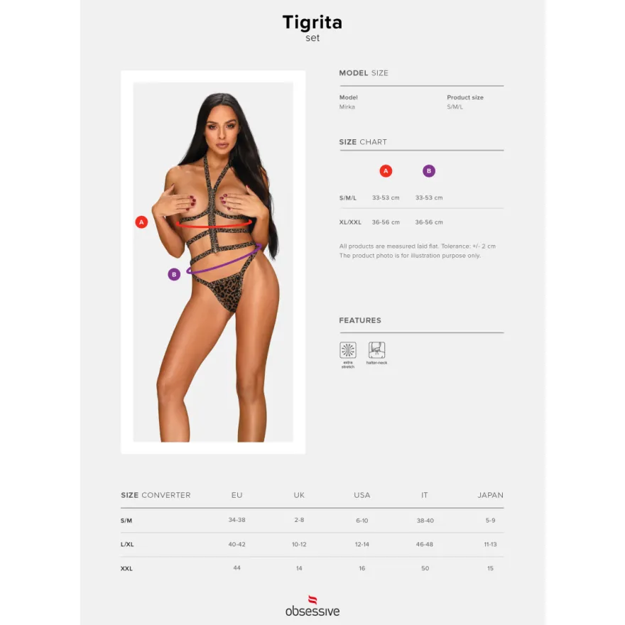 Obsessive - Ouvert Dessous-Set im Leo-Look