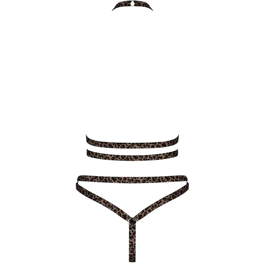 Obsessive - Ouvert Dessous-Set im Leo-Look