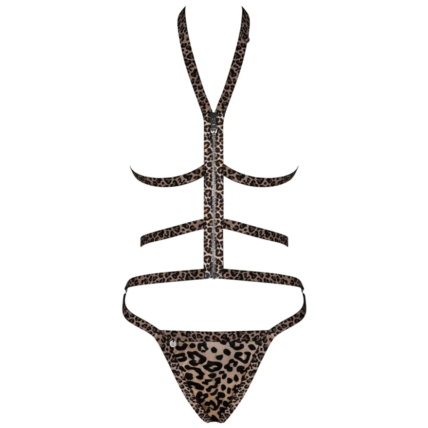 Obsessive - Ouvert Dessous-Set im Leo-Look