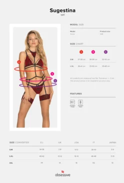 Obsessive - Sugestina 3 teiliges Straps Set rot