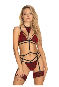 Obsessive - Sugestina 3 teiliges Straps Set rot