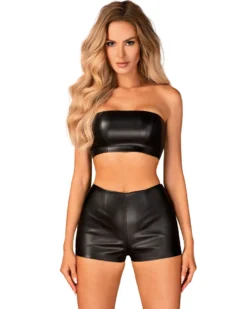 Obsessive - Wetlook Top aus weichem Material schwarz