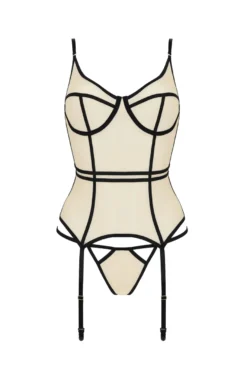 Passion Exclusiv - Straps-Dessous-Set aus Tüll mit String