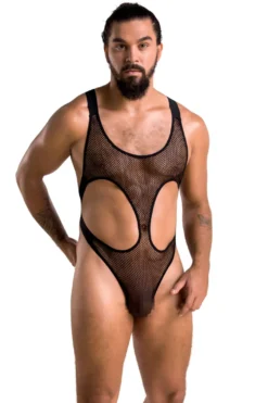 Passion - Herren Netz-Body mit Cut-Outs & elastischen Riemen