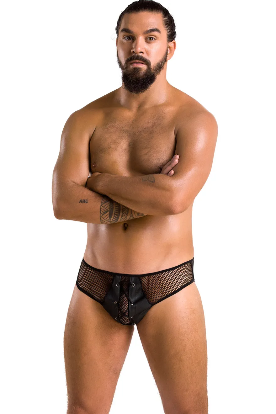 Passion - Herren Netz Slip mit Schnürung