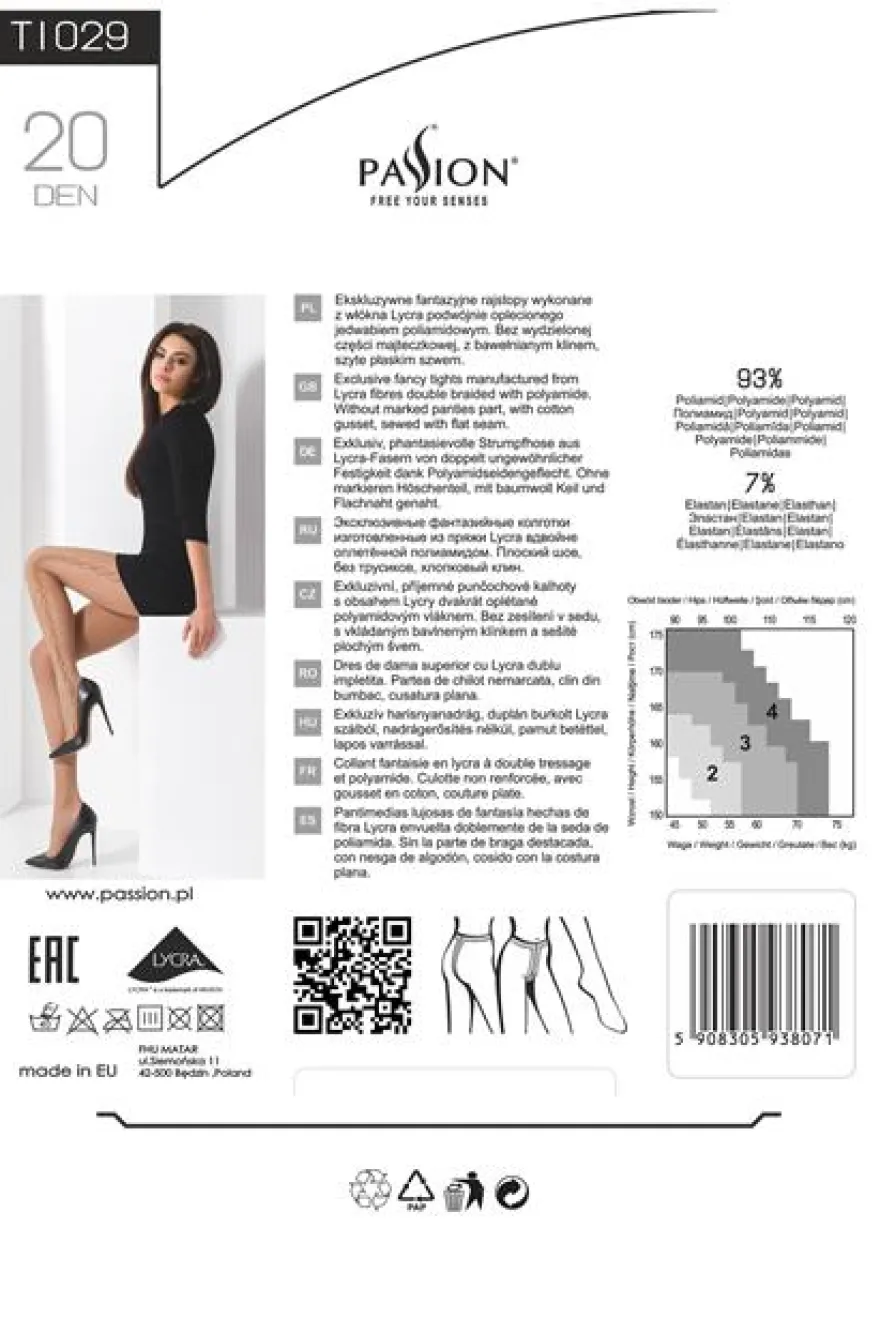 Passion - Strumpfhose mit Muster TI029 schwarz
