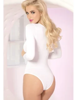 Pink Lipstick - Body mit XXL- Ausschnitt und Schnürung – weiß