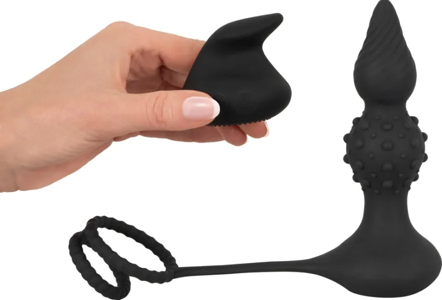 Rebel - Butt Plug with Cock and Ball Rings mit Fernbedienung