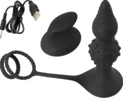 Rebel - Butt Plug with Cock and Ball Rings mit Fernbedienung