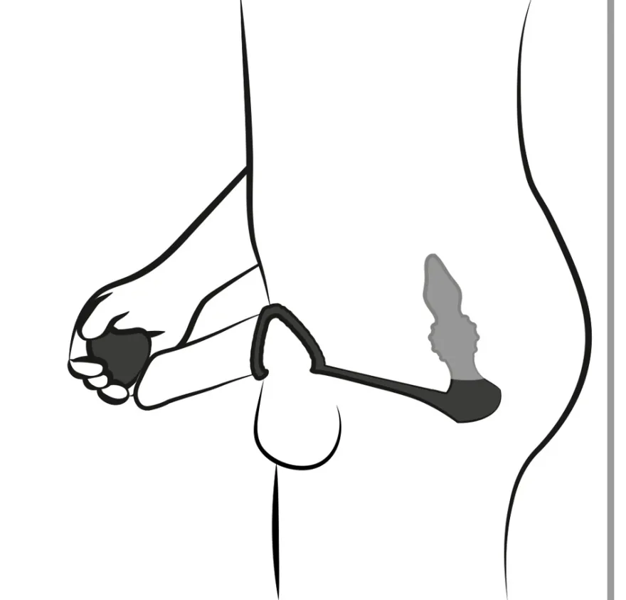 Rebel - Butt Plug with Cock and Ball Rings mit Fernbedienung