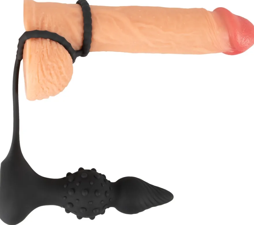 Rebel - Butt Plug with Cock and Ball Rings mit Fernbedienung