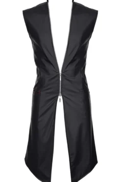 Regnes Fetish Planet - Halblanger Wetllook Herren Mantel schwarz