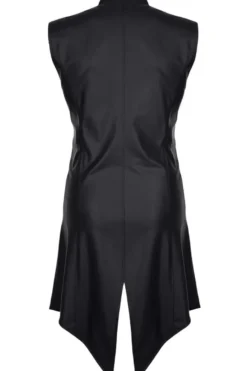 Regnes Fetish Planet - Halblanger Wetllook Herren Mantel schwarz