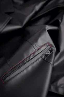 Regnes Fetish Planet - Halblanger Wetllook Herren Mantel schwarz