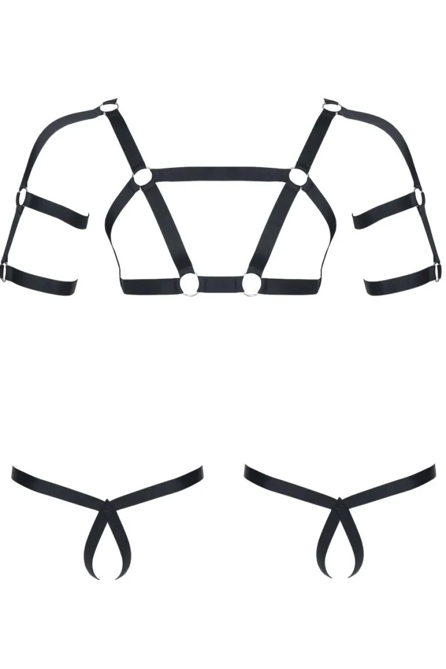 REGNES FETISH PLANET - Harness und String im Set schwarz
