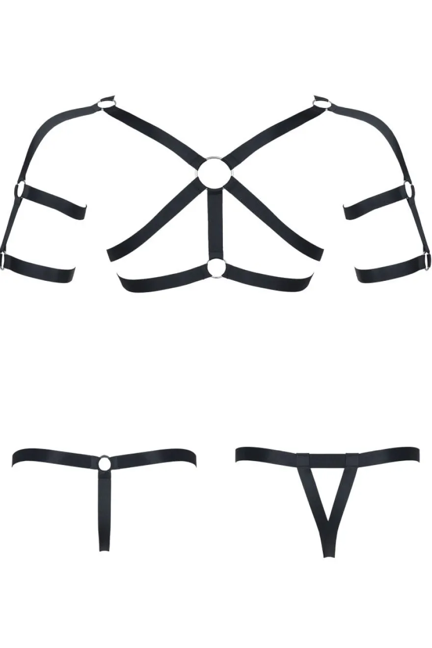 REGNES FETISH PLANET - Harness und String im Set schwarz