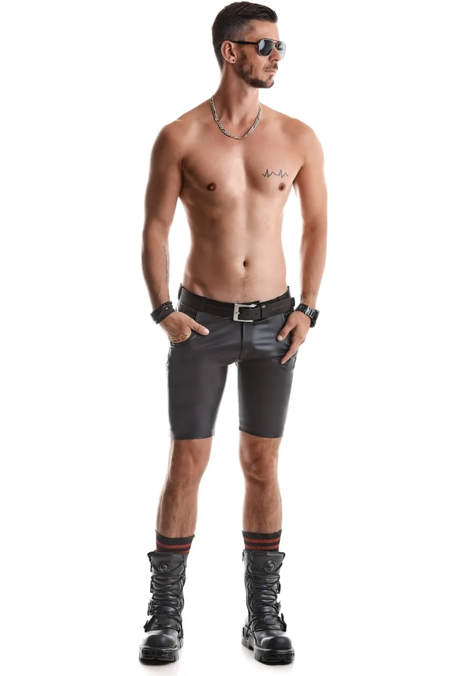 Regnes Fetish Planet - Lange Wetlook Herren-Shorts