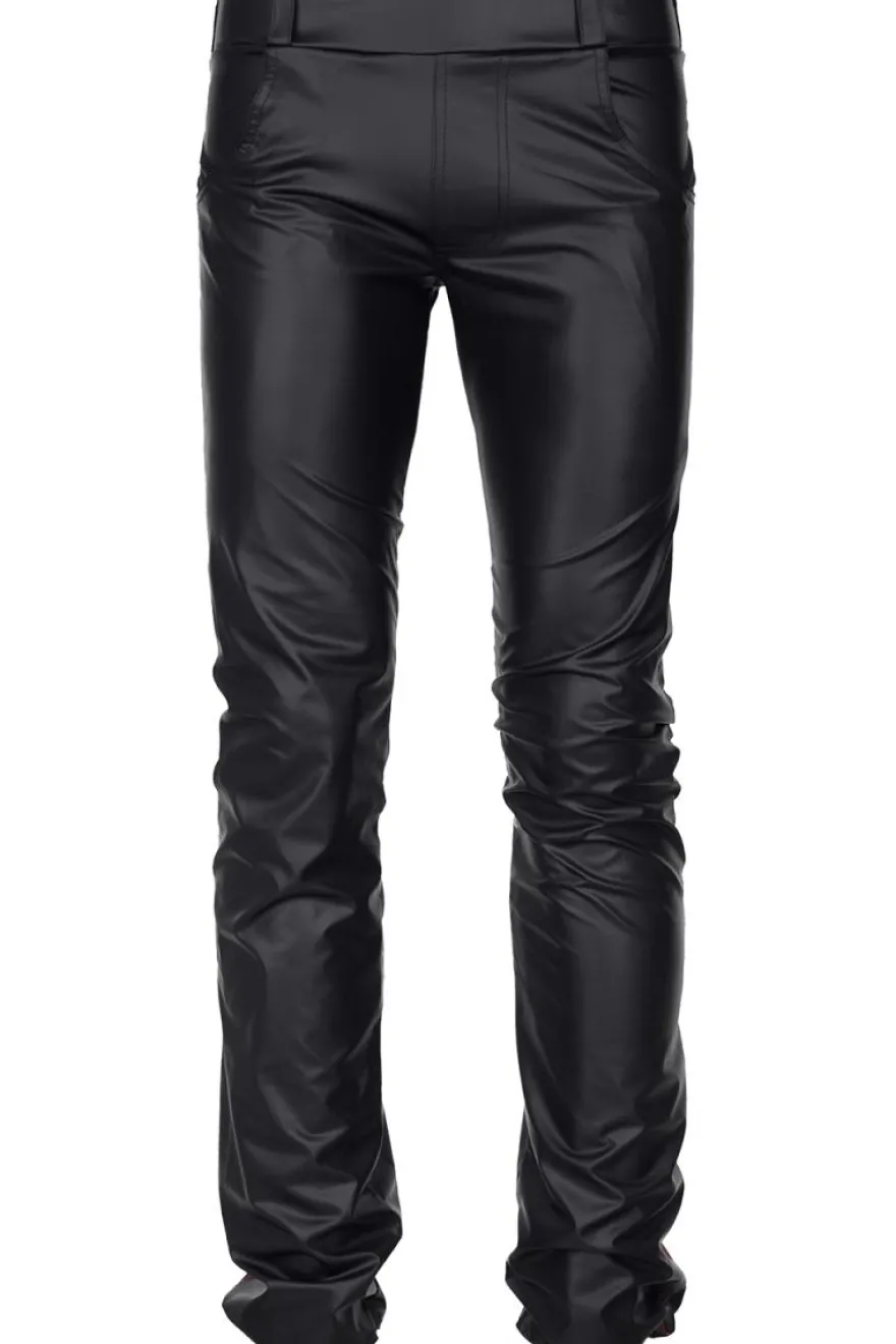 Regnes Fetish Planet - Lange Wetlook Herren Hose schwarz