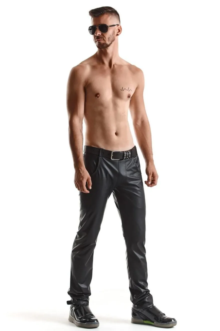 Regnes Fetish Planet - Lange Wetlook Herren Hose schwarz