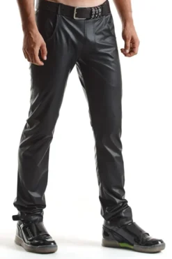 Regnes Fetish Planet - Lange Wetlook Herren Hose schwarz