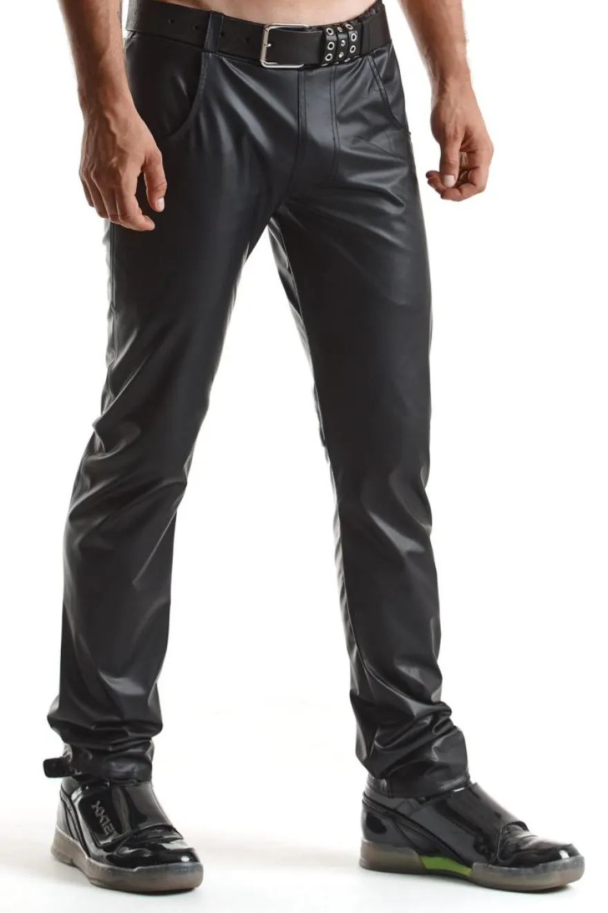 Regnes Fetish Planet - Lange Wetlook Herren Hose schwarz