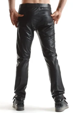 Regnes Fetish Planet - Lange Wetlook Herren Hose schwarz