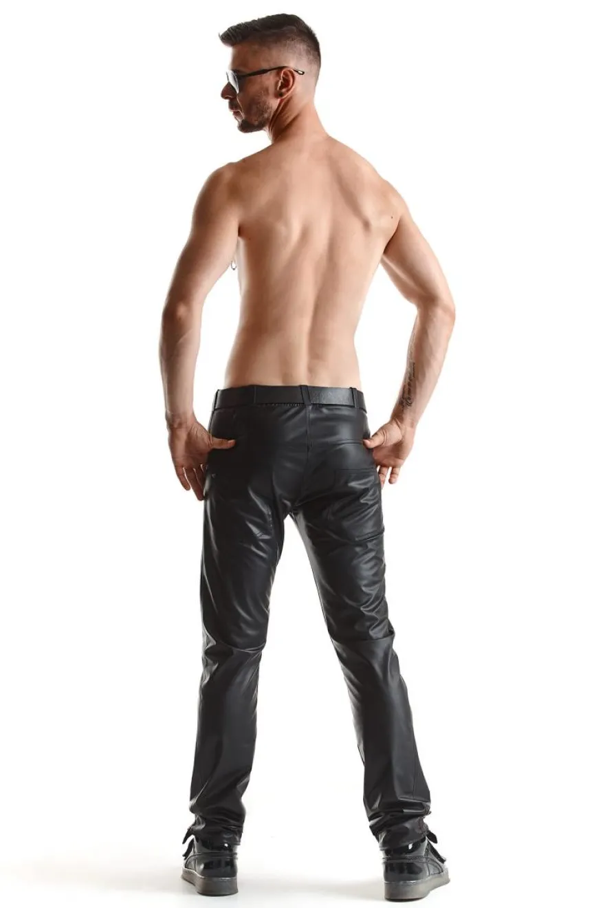 Regnes Fetish Planet - Lange Wetlook Herren Hose schwarz