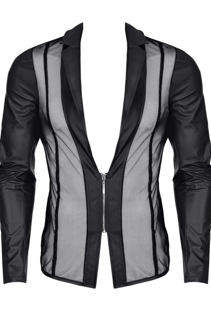 Regnes Fetish Planet - Mesh-Wetlook Jacke schwarz