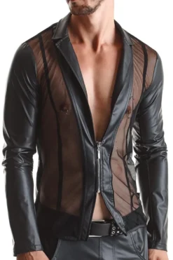 Regnes Fetish Planet - Mesh-Wetlook Jacke schwarz