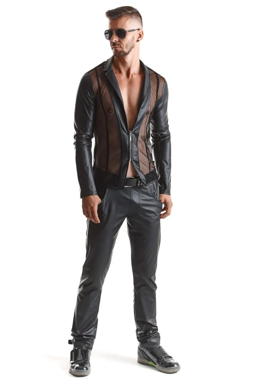 Regnes Fetish Planet - Mesh-Wetlook Jacke schwarz