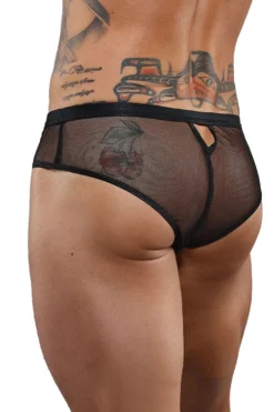 Regnes Fetish Planet - Netz Slip mit Lackeinsatz