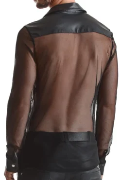 Regnes Fetish Planet - Netz-Wetlook Hemd schwarz