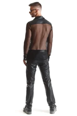 Regnes Fetish Planet - Netz-Wetlook Hemd schwarz