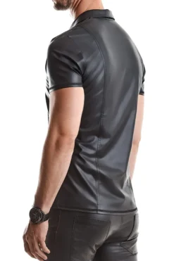 Regnes Fetish Planet - Polo Shirt aus dehnbarem Wetlook