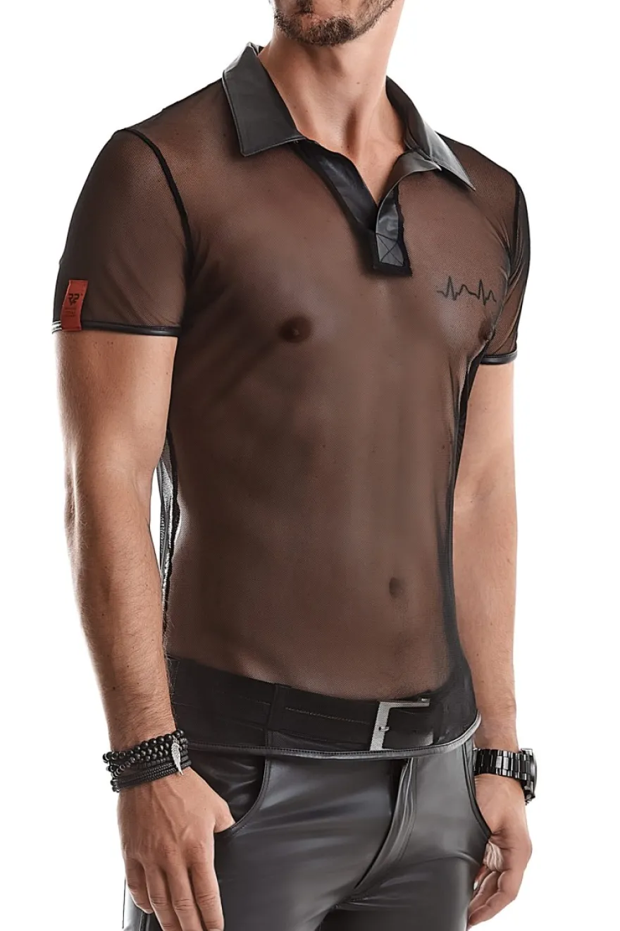 Regnes Fetish Planet - Polo Shirt aus elastischem Mesh
