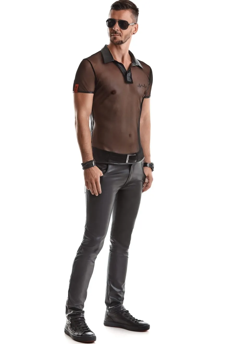 Regnes Fetish Planet - Polo Shirt aus elastischem Mesh
