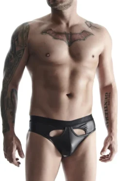 REGNES FETISH PLANET - Wetlook Slip dehnbar mit breitem Gummiband und cute off front schwarz