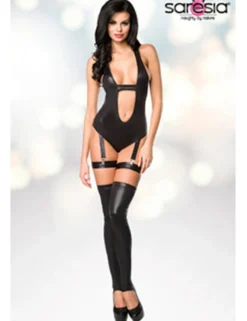 Saresia - Body-Set mit Strapsbändern und Stulpen