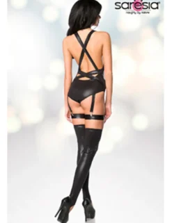 Saresia - Body-Set mit Strapsbändern und Stulpen