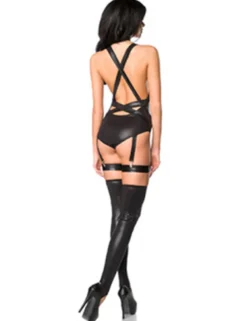 Saresia - Body-Set mit Strapsbändern und Stulpen