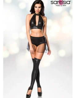 Saresia - Gogo-Set in Wetlook-Optik mit Metallic-Effekt