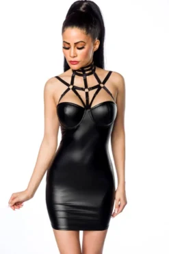 SARESIA - Harness-Wetlook-Minikleid 18265 schwarz