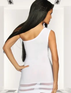 Saresia - Mini-Kleid mit asymmetrischem Schnitt in weiß
