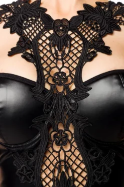 Saresia-Wetlook-Kleid mit Spitze 18268 schwarz