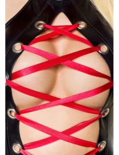 SARESIA - Wetlook-Kleid schwarz/rot