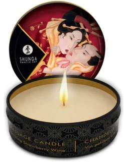 Shunga - Massage Kerze Romance „Prickelnder Erdbeer-Wein“, 30ml