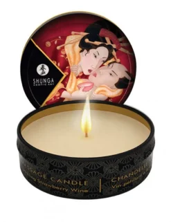 Shunga - Massage Kerze Romance Prickelnder Erdbeer-Wein als Set, 6 x 30 ml