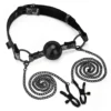 Steamy Shades - Ball Gag with Nipple Clamps schwarz