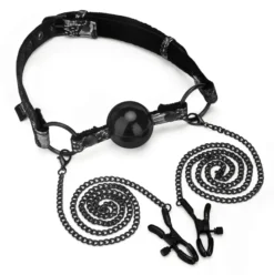 Steamy Shades - Ball Gag with Nipple Clamps schwarz