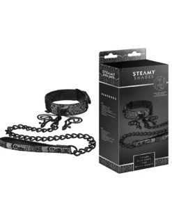 Steamy Shades - Collar with Leash and Nipple Clamps